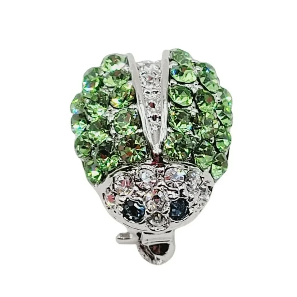 Pave Rhinestone Ladybug Brooch 5/8